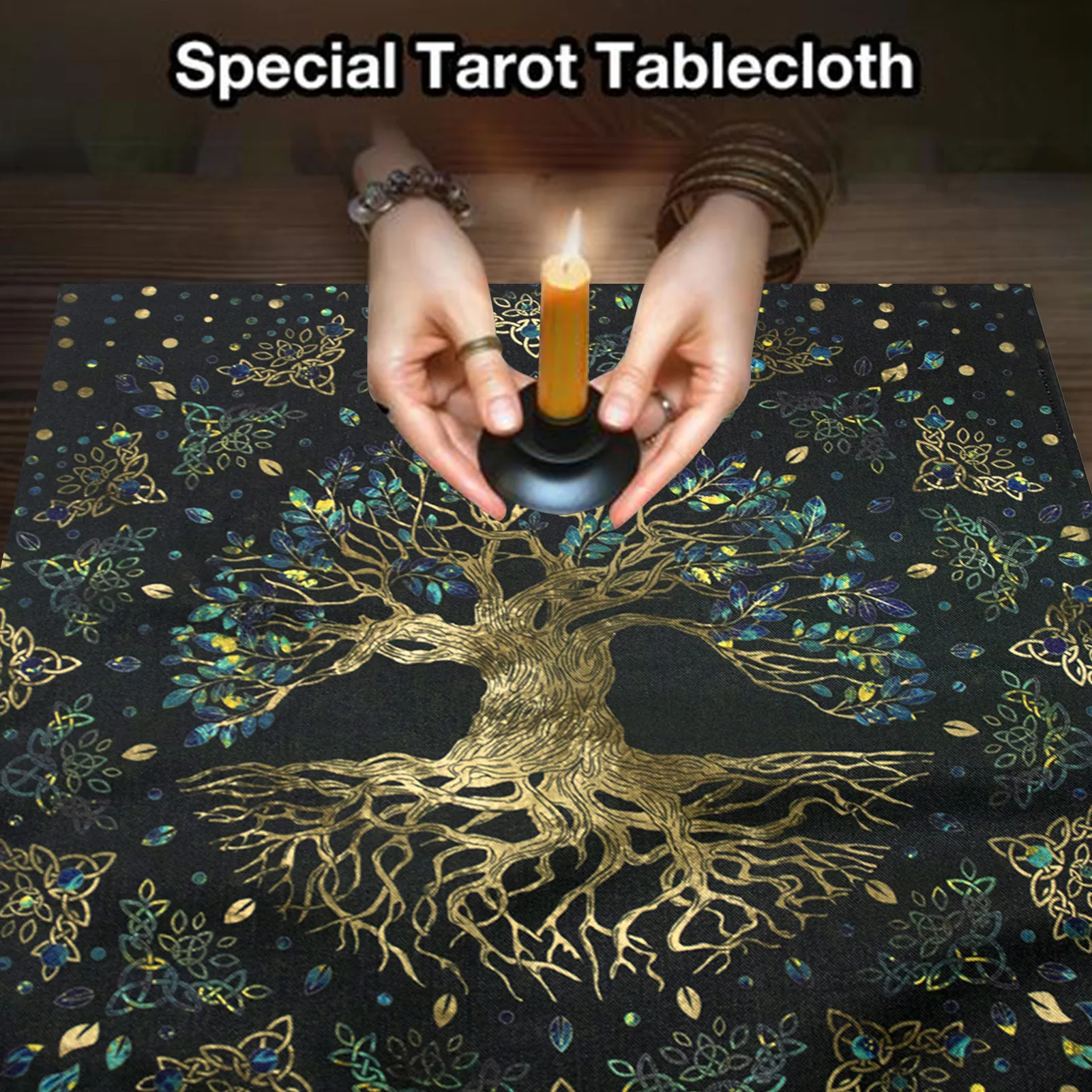 

60x60cm Tarot Card Cloth Board Game Tarots Tablecloth Linen Altar Tarots Cloth Tree Of Life Tarots Divination Mat