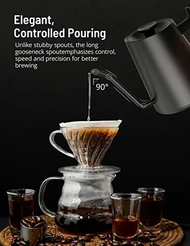 

Rhône Gooseneck Kettle, Temperature Variable Kettle for Coffee Tea Brewing, 0.9L Stainless Steel Tea Kettle, 1H Temperature H