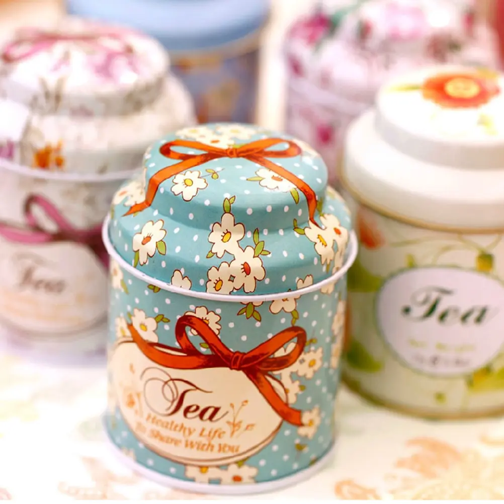 

Flower Pattern Metal Sugar Coffee Tea Pot Container Candy Sealed Pot Box Home Decoration Tea Cans And Gifts