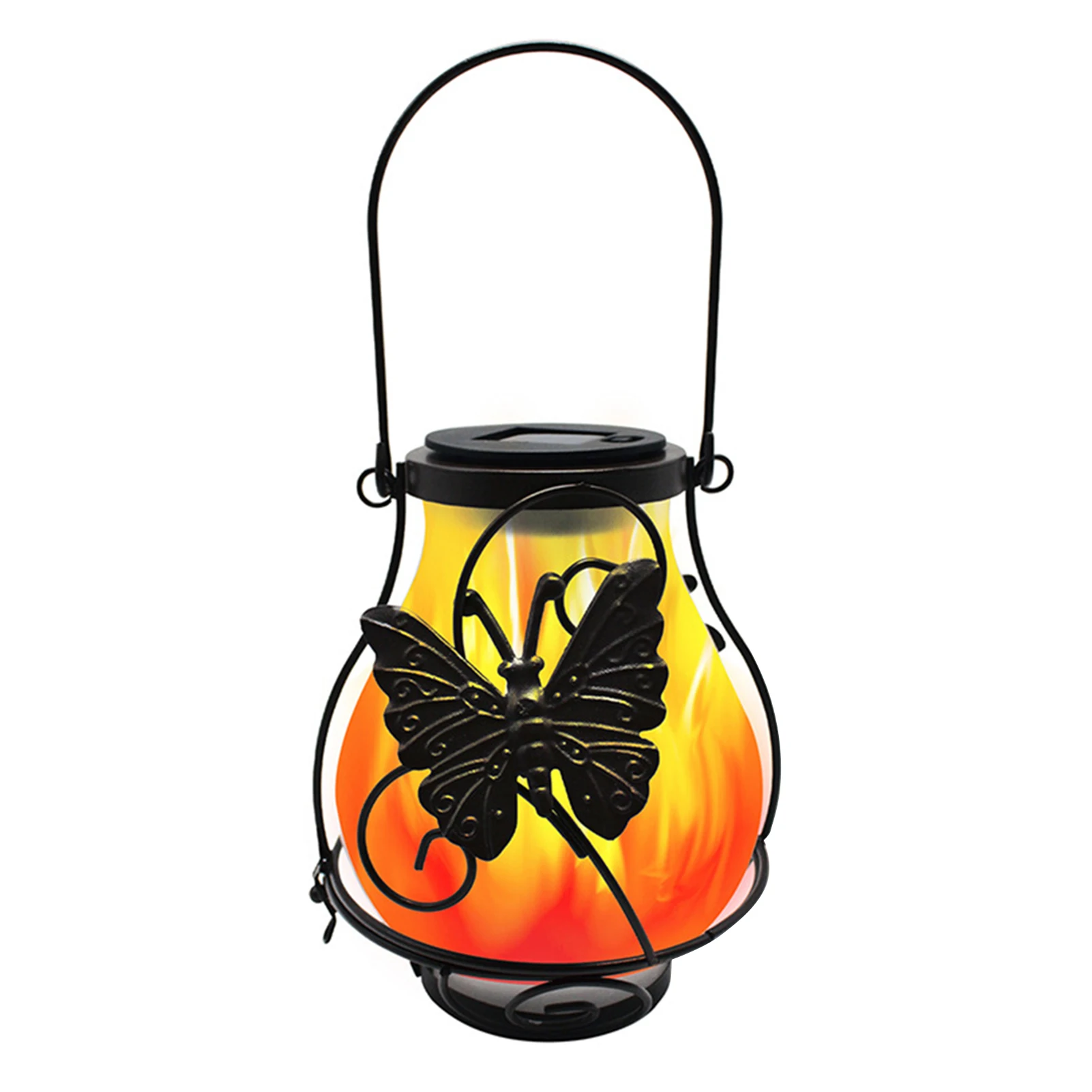 

Solar Lantern LED Light Antique Camping Yard Outdoor Waterproof Tabletop Hanging Lamp Auto On Off Flickering Flame Realistic