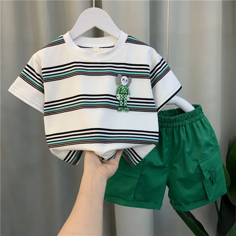 Boys' Suit 22 New Fashion Baby Summer Clothes Fried Street Clothes Boys' and Kids' Ruan Handsome Short Sleeve Two-Piece Suit
