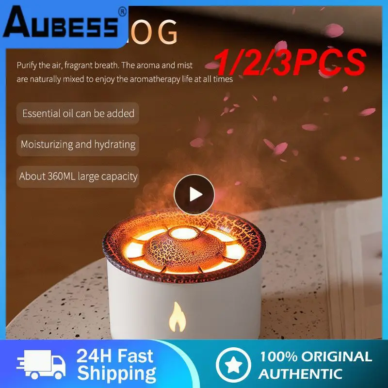 

1/2/3PCS New Volcanic Flame Diffuser Essential Oil Lamp Fog Aromatherapy Jellyfish Decompression Simulation Flame