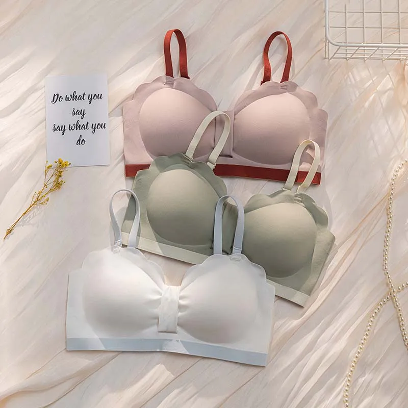 

Wasteheart New For Women Black Green Blue Wireless Padded Bras Push Up Bralette One-Piece Bras Cup A B Underwear Lingerie