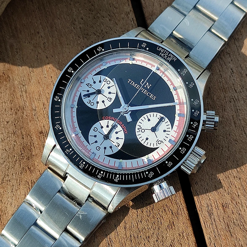 

AAA Men's Automatic Watch 7750 Self-winding Chronograph Movement Panda Dial Waterproof Luminous Stainless Steel Retro Wristwatch