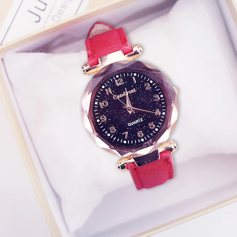 

Womens Quartz Horloge College Stijl Lederen Vrouwen Horloge Roze Trendy Casual Eenvoudige Meisjes Horloge