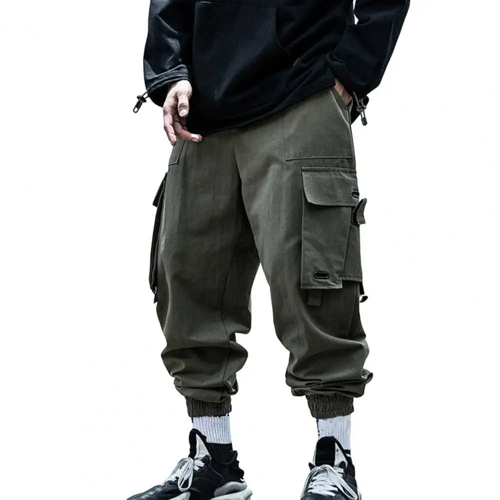 

Stylish Hip Hop Pants Wide Leg Comfortable Cargo Pants Pure Color Sports Casual Straight Jogging Pants