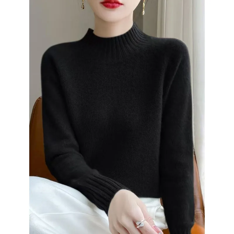 Шерстяной свитер пуловер с половиной шеи осенью и зимой новый женский