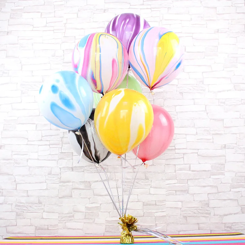 

12 Inch Agate Marble Texture Latex Birthday Party Balloons 10Pcs Thick Colorful Cloud Ripple Air Balloons Baby Shower Supplies