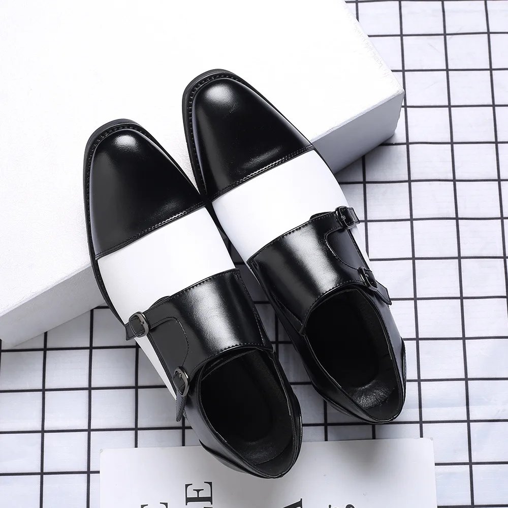 

Luxury Designer British Black With brown Monk Strap Shoes For Mens Wedding Dress Prom Homecoming Oxford Sapatos Tenis Masculino