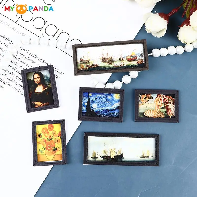 

1 шт. 1/12 Diy кукольный домик мини винтажная имитация картина маслом росписи Кукольный дом миниатюрная мебель рамка из смолы для картины декор