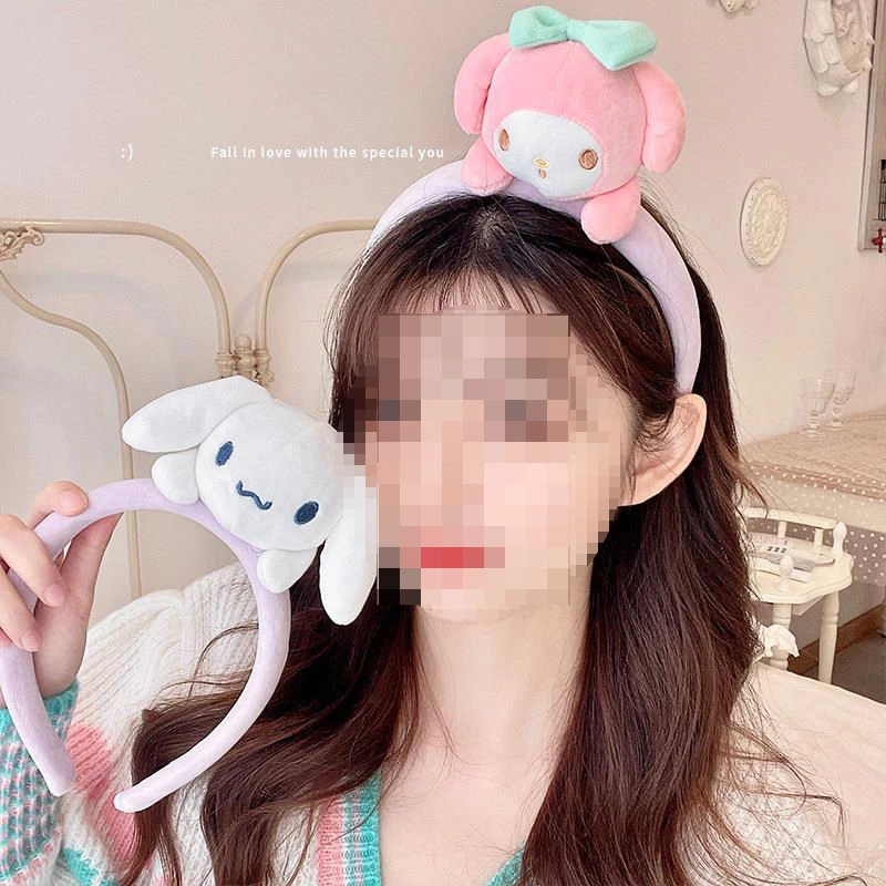 

Cinnamoroll Melody Cute Plush Headband Hello Kitty Purin Cartoon Hair Accessories Face Wash Hair Bands Clip Headdress Kuromi