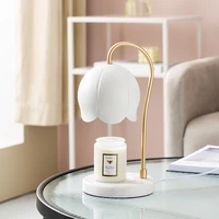 lily marble base night light flower shape wax melting lamp for bedroom living room aromatherapy candle warmer exquisite lighting