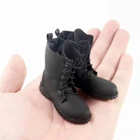 matte leather black boots model 16 scale male soldier lace up solid shoes for 12in detachable feet doll action figures toy