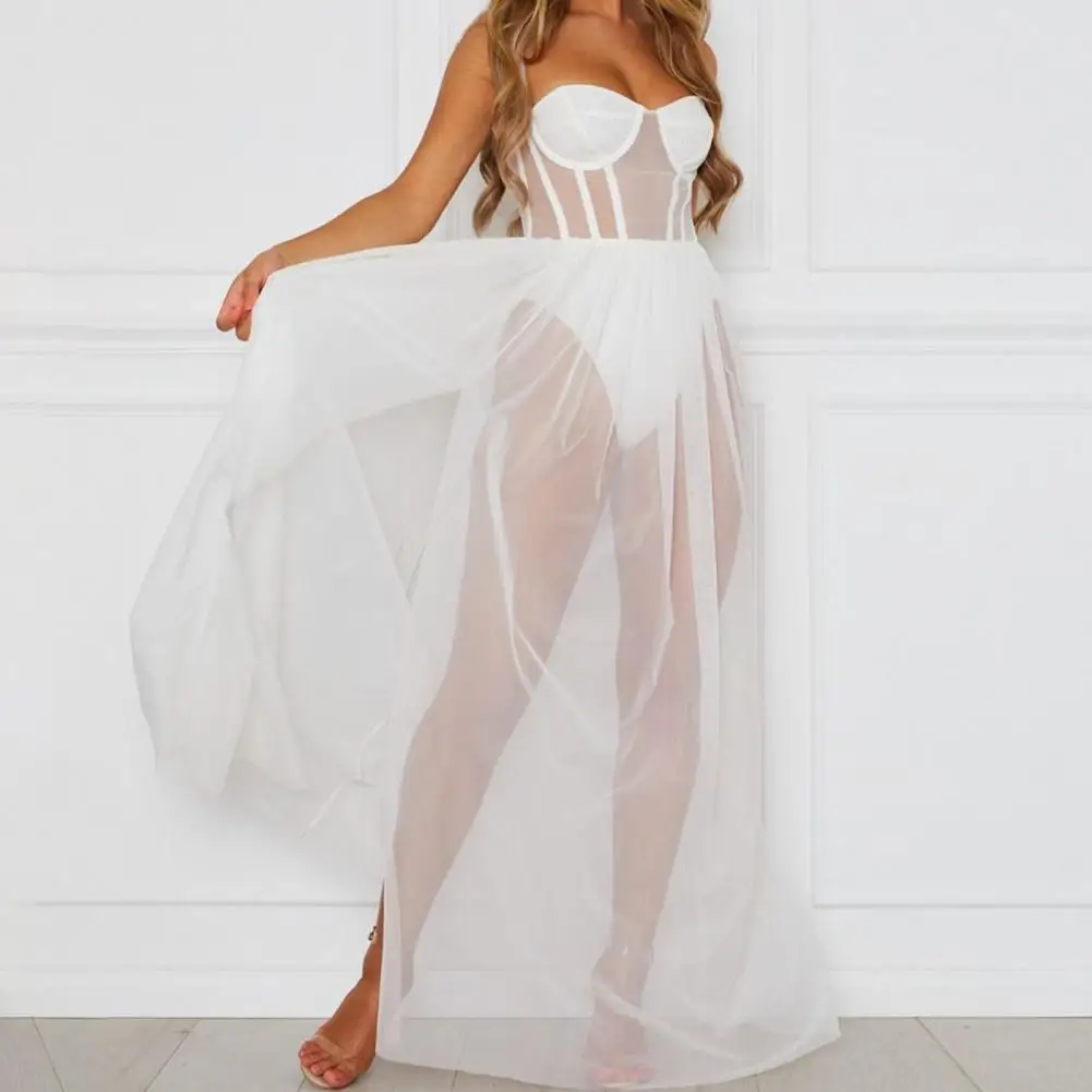 

Women Sexy Exotic Dress See-through Sleeveless Long Dresses Women Nightdress Clubwear Partywear Summer Clothes