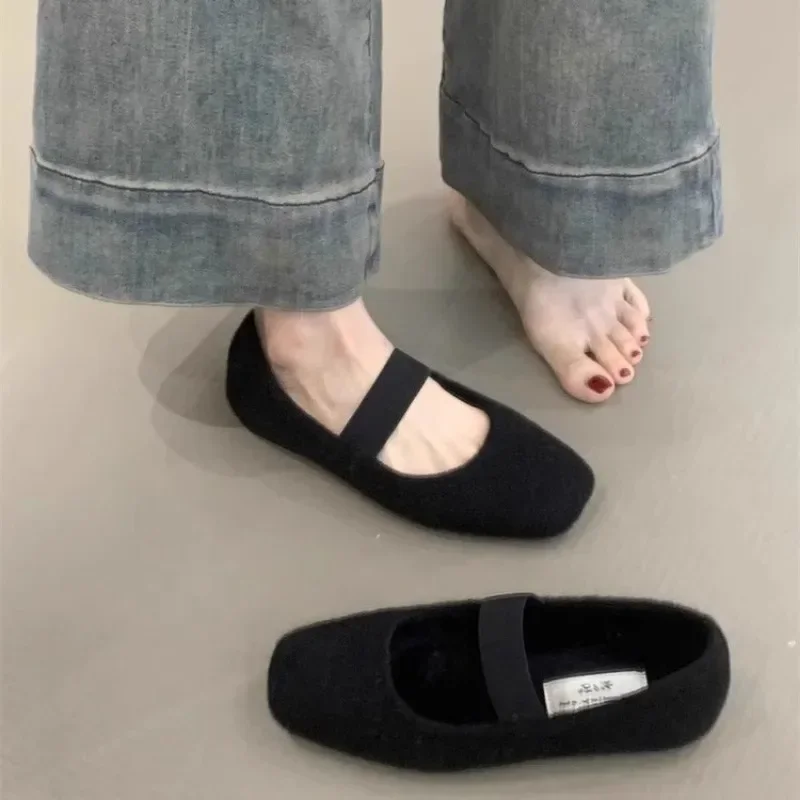 Слипоны с квадратным носком Мэри Джейн мелкая мягкая подошва новинка 2024 женская