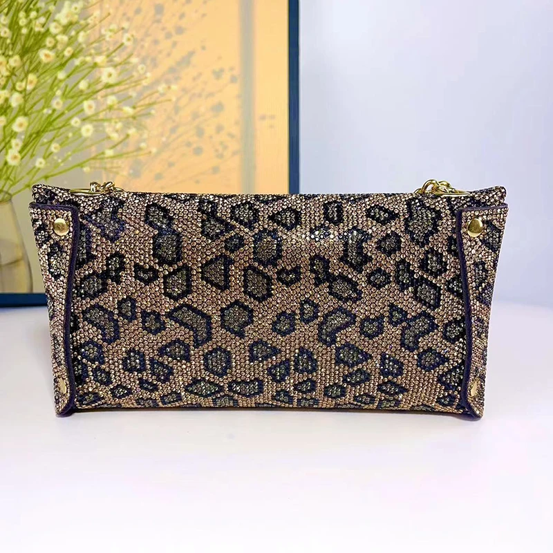 Новые модные сумки с леопардовым принтом и кристаллами женские вечерние