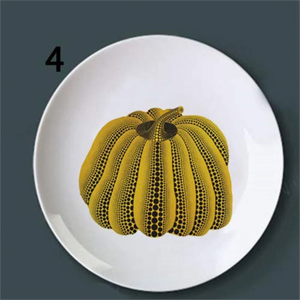 Декоративная подвесная тарелка в японском стиле с тыквой керамическая красочная