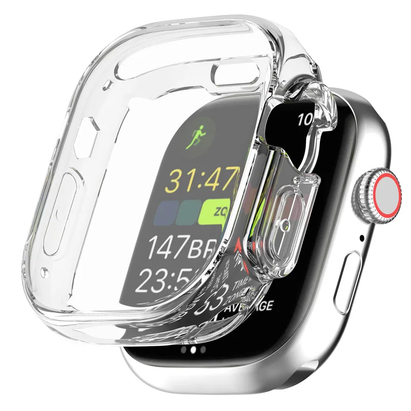 

Transparent TPU +Case Full Soft Cover For Apple Watch Ultra 49mm iWatch Case Protector Apple Watch Bumper Cover Housing Shell