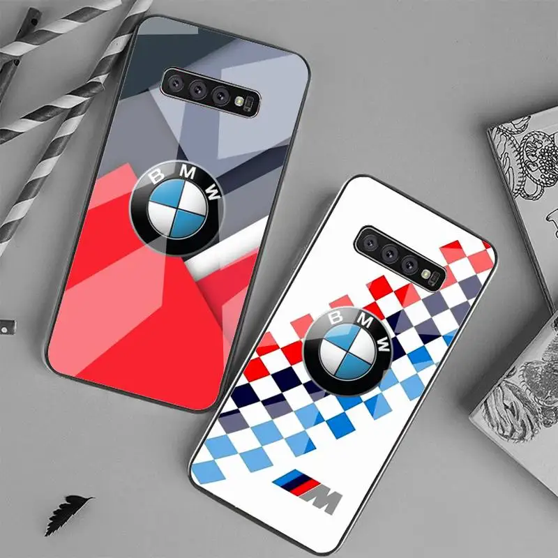 

Luxury M-Power BMW Car Phone Case Phone Case Tempered Glass For Samsung S20 Ultra S7 S8 S9 S10 Note 8 9 10 Pro Plus Cover