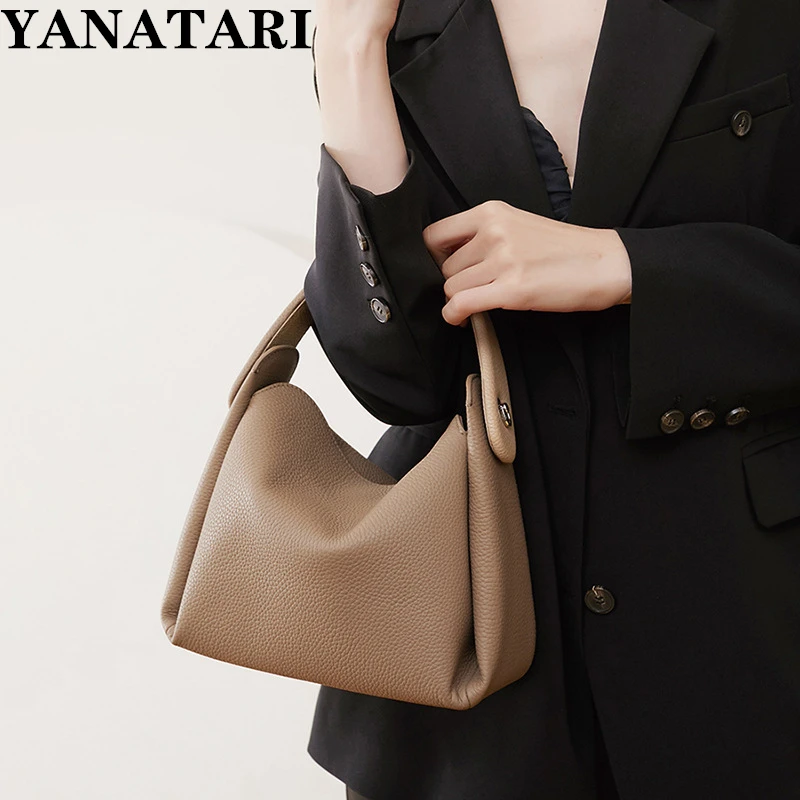 

YANATARI 2023 New Women Genuine Leather Shoulder Bag Soft Handbag Totes Female Elegant Messenger Crossbody Bag Underarm Bag