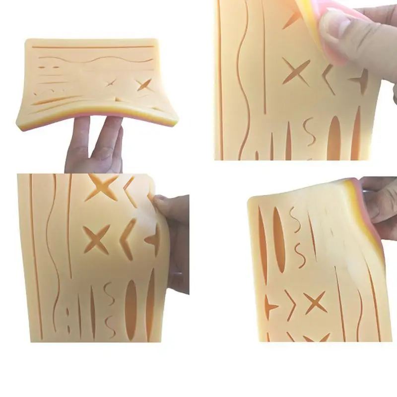 Skin Suture Practice Silicone Pad With Wound Simulated Training Kit Teaching Equipment Needle Scissors Tool