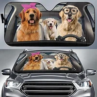 funny golden retriever driving headband and eyeglasses dog family summer car sunshade gift for golden retriever lover car wind