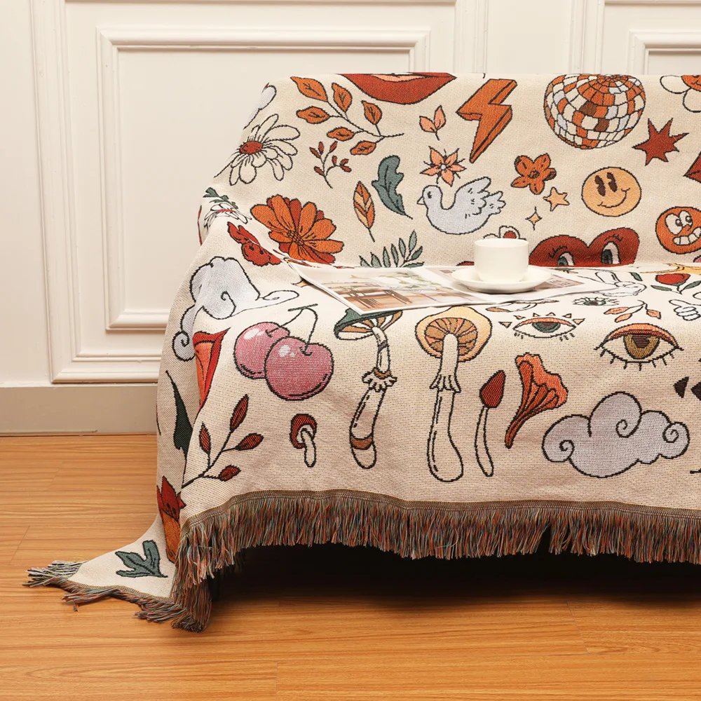 

Retro Hippie Blanket Home Decorative Sofa Cover Outdoor Picnic Camping Mat