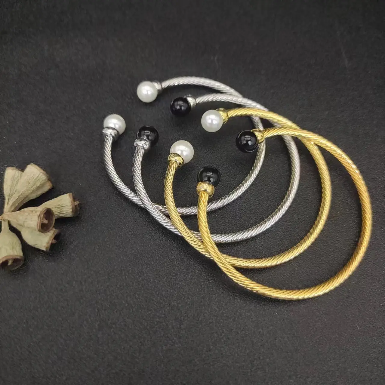 DY 3MM Cable Classic David Yurman S925 Sterling Silver Black Onyx And Paved Diamond Bracelet For Men's Jewelry Gift