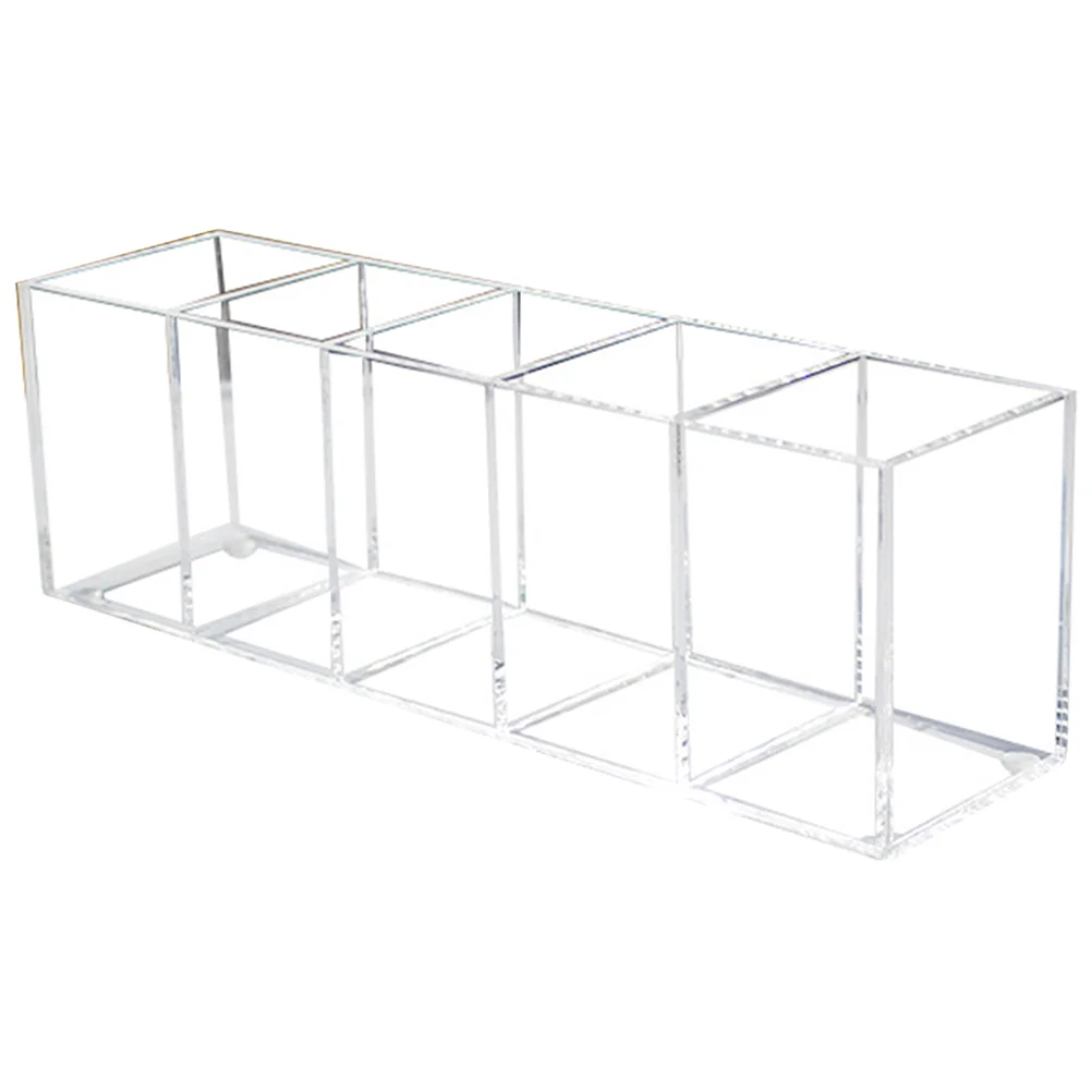 

Organizer Holder Cup Makeup Acrylic Box Storage Brush Desk Pen Vanity Stationery Case Pot Multi Compartment Grid Desktop Display