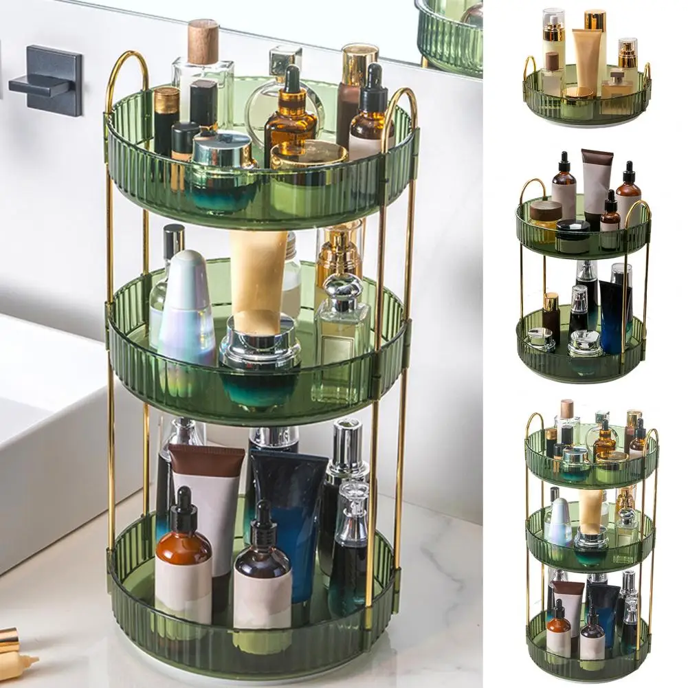 

Makeup Storage Tray Useful High-Capacity PET Desktop 360-degree Rotating Cosmetics Holder Home Supplies