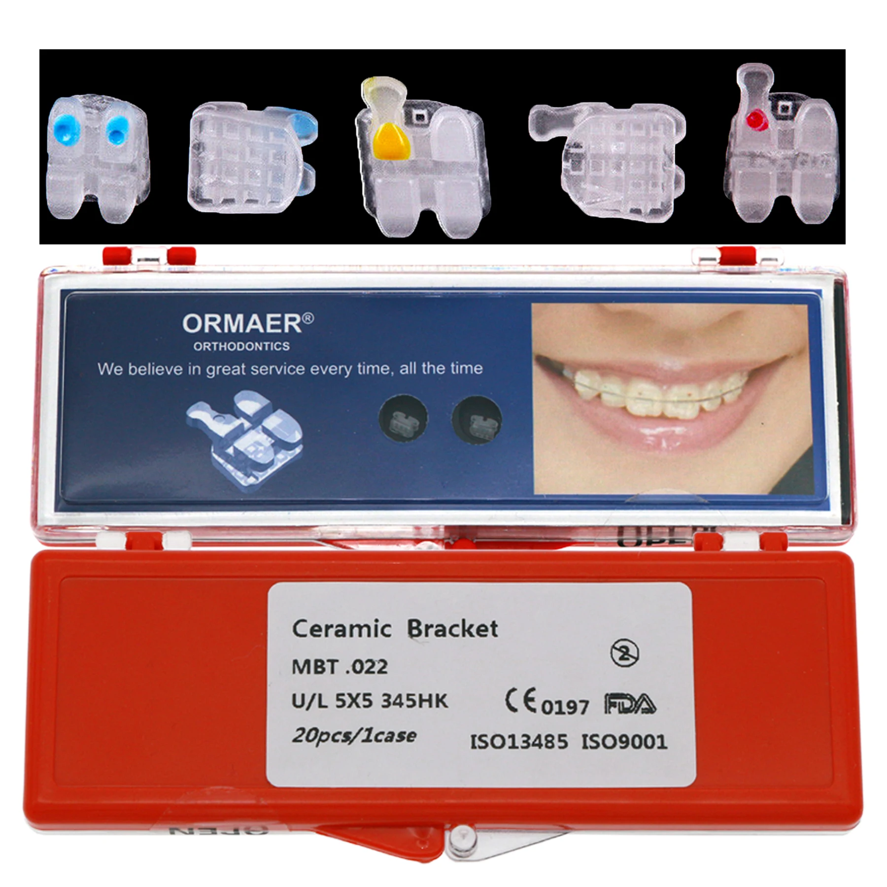 

1Set/20Pcs Dental Orthodontic Ceramic Bracket Clear White Braces Mini MBT 0.022 Slots 345 Hooks Size Marked Mesh Base Fit 3M