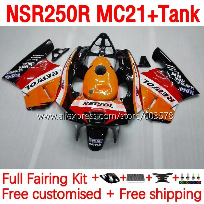 

+Tank Injection For HONDA NSR250 NSR 250R 250 R RR CC MC21 orange stock NSR250R 90 91 92 93 1990 1991 1992 1993 Fairing 194No.7