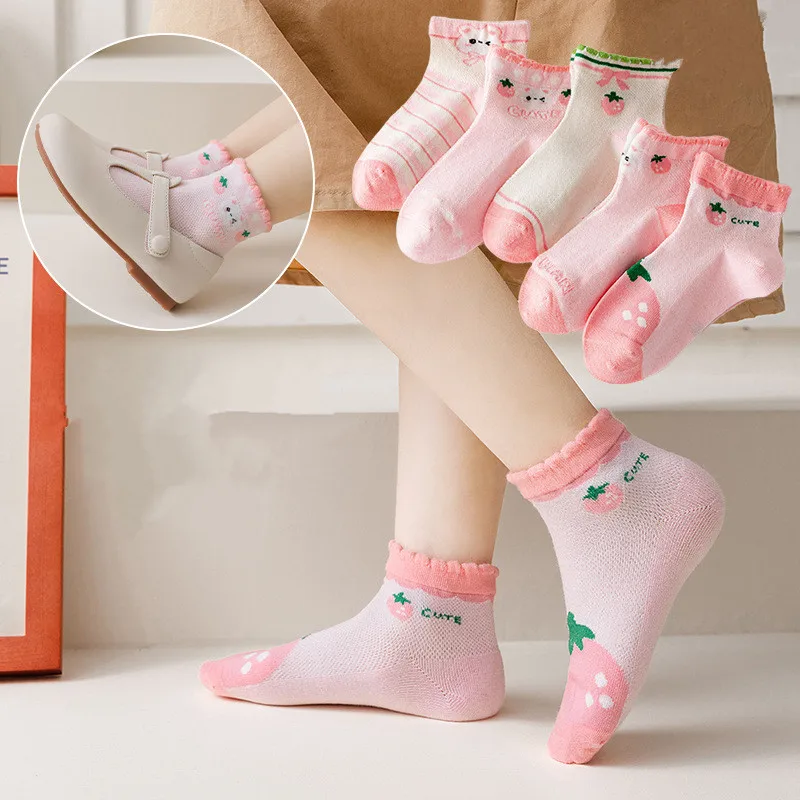 

10Pairs Children's socks Spring Summer mesh thin breathable baby socks Combed cotton boys and girls elastic student socks