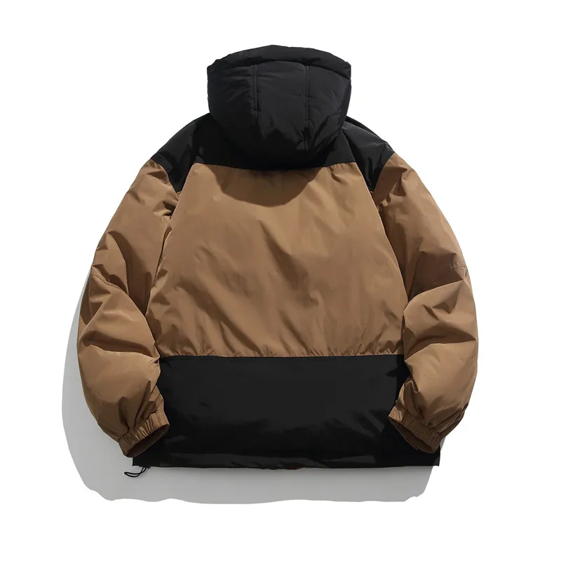 Rainbowtouches New Cityboy Tide Brand Color-blocking Hooded Thickened Warm Tooling Cotton Clothes