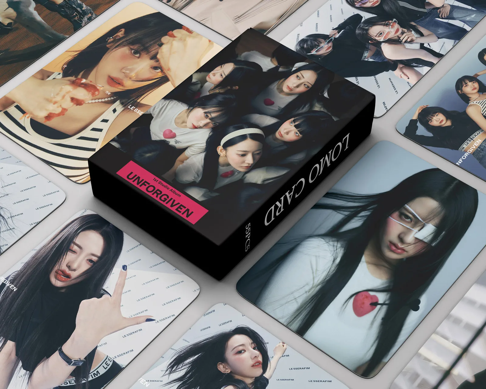 

55Pcs/Set Kpop Idol LE SSERAFIM Lomo Card UNFORGIVEN Postcard Album New Photo Print Cards Picture Fans Collection Gifts