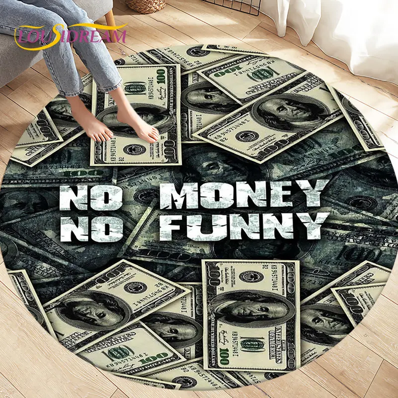 

3D Rich Dollar Money Pattern Area Rug,Round Carpet Rug for Living Room Bedroom Sofa Decoration,Kid Play Game Non-slip Floor Mat