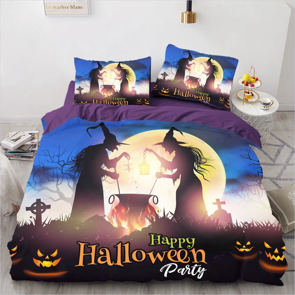

Luxury 3D Halloween Bedding Set Cover Set Comforter King King Queen Double Single Size Cartoon Pillowcase Quilt cover