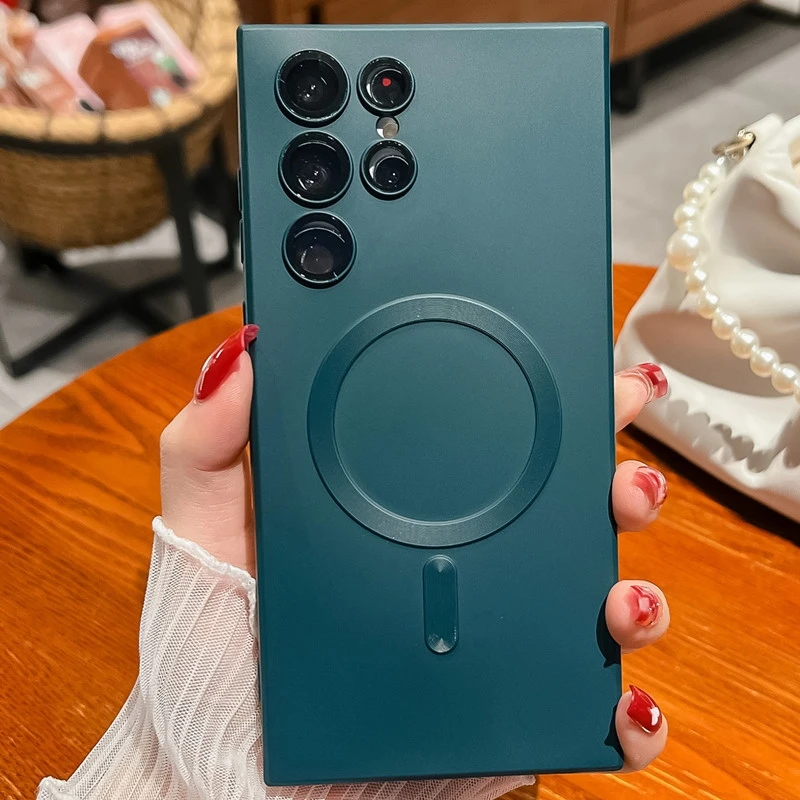 Роскошный магнитный противоударный матовый чехол для телефона с беспроводной