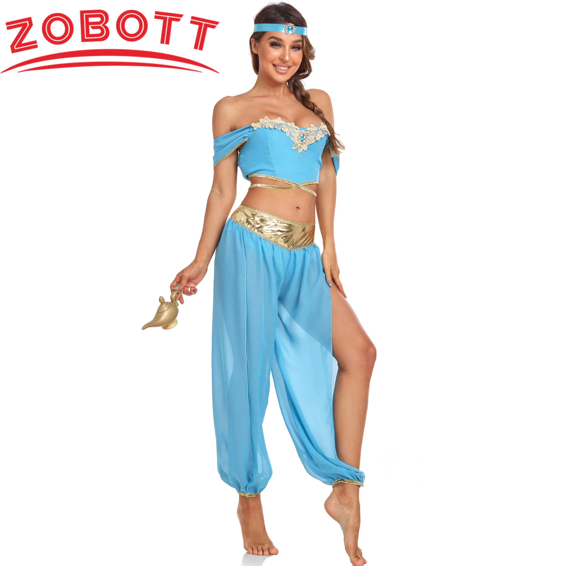 Женский костюм Жасмин для косплея со штанами из полиэстера карнавальных