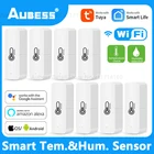 Умный датчик температуры и влажности Aubess, Wi-Fi детектор температуры и влажности, семейный термометр для Tuya Smart Life App Alexa
