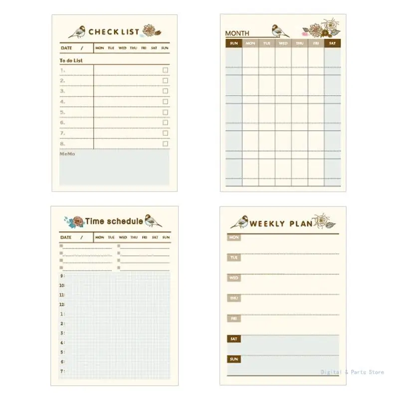 

M17F 60 Sheets Notes Papers Pocket Notes Pad Mini Check-list To-do-list Daily Monthly Planner Schedules for Office Women Men