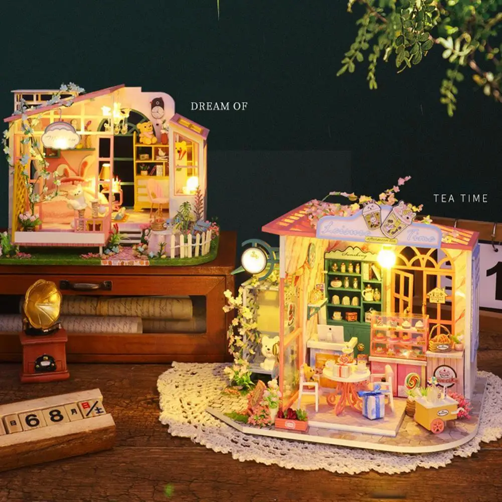 

Набор для кукольного домика «сделай сам», деревянные кукольные дома, миниатюрный кукольный домик, набор мебели со светодиодом, игрушки для ...