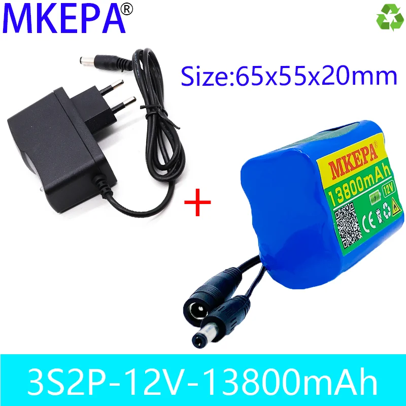 

New3S2P 12V13800mah battery 18650 Li-ion 13.8Ah Rechargeable batteries with BMS Lithium Battery packs Protection Board +Charger