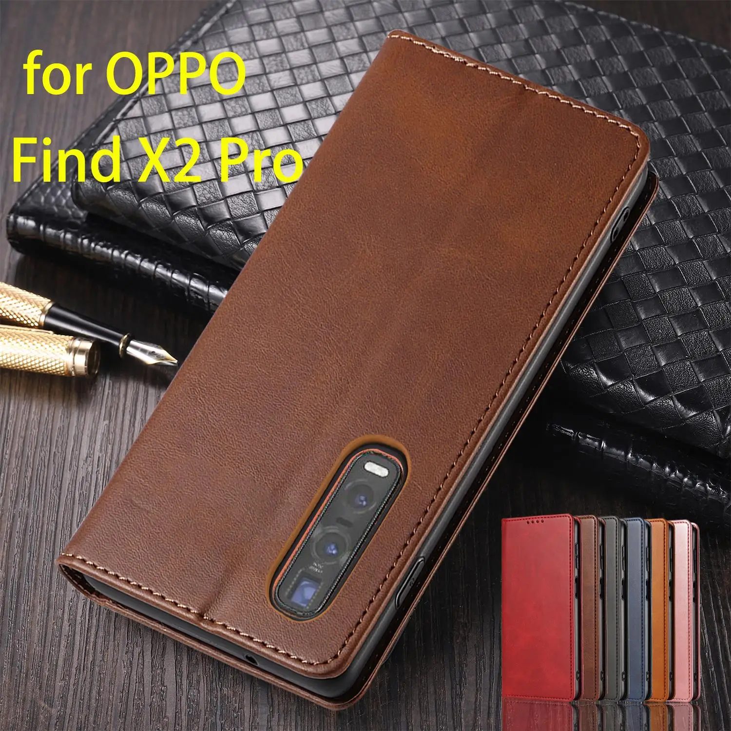 

Leather Case for OPPO Find X2 Pro 6.7" Flip Case Card Holder Holster Magnetic Attraction Cover Wallet Case Fundas Coque
