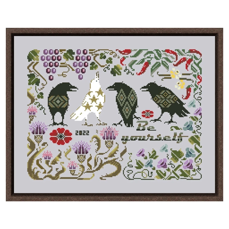 

Crows and flowers cross stitch kits animal 18ct 14ct 11ct silver canvas stitching embroidery DIY gifts home decor