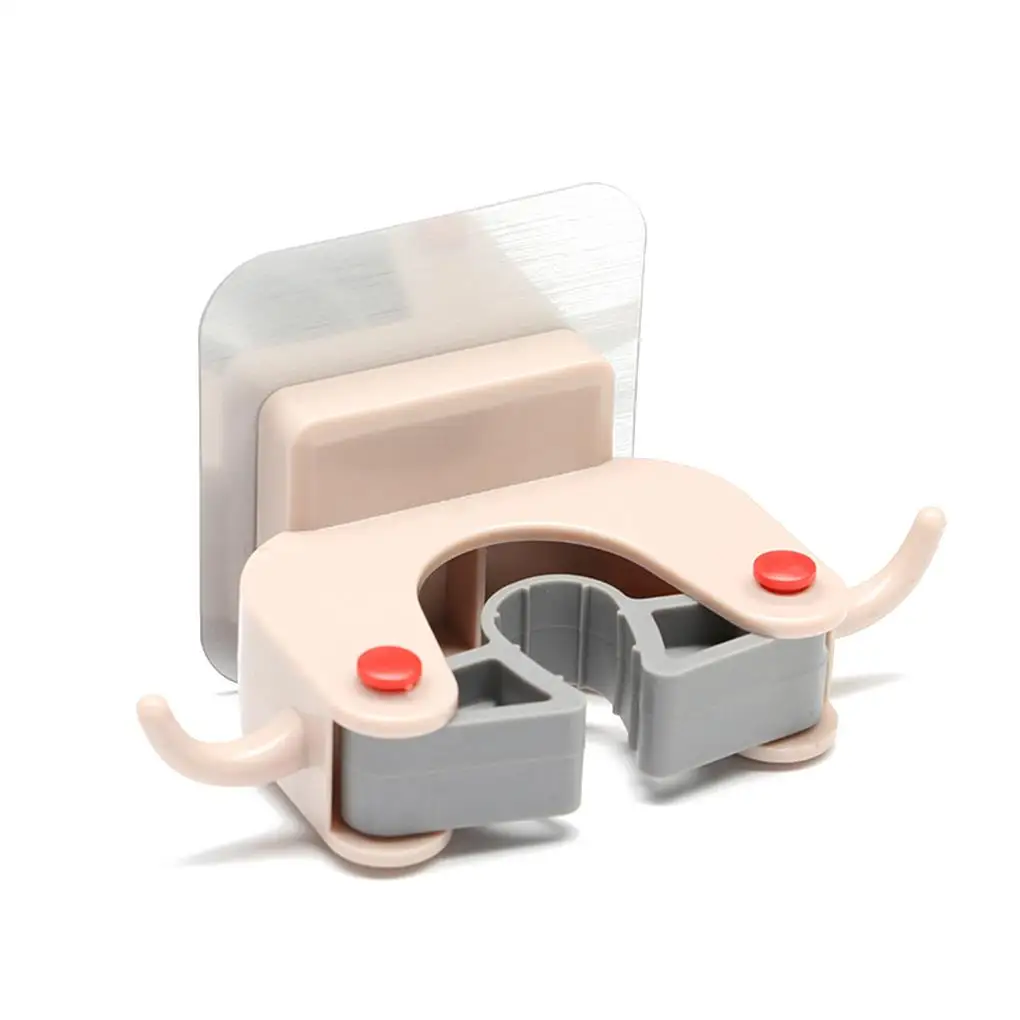 

Adhesive Wall Mounted Mop Storage Holder Hook Mop Hanger Clip Seamless Bathroom Kitchen Organizer