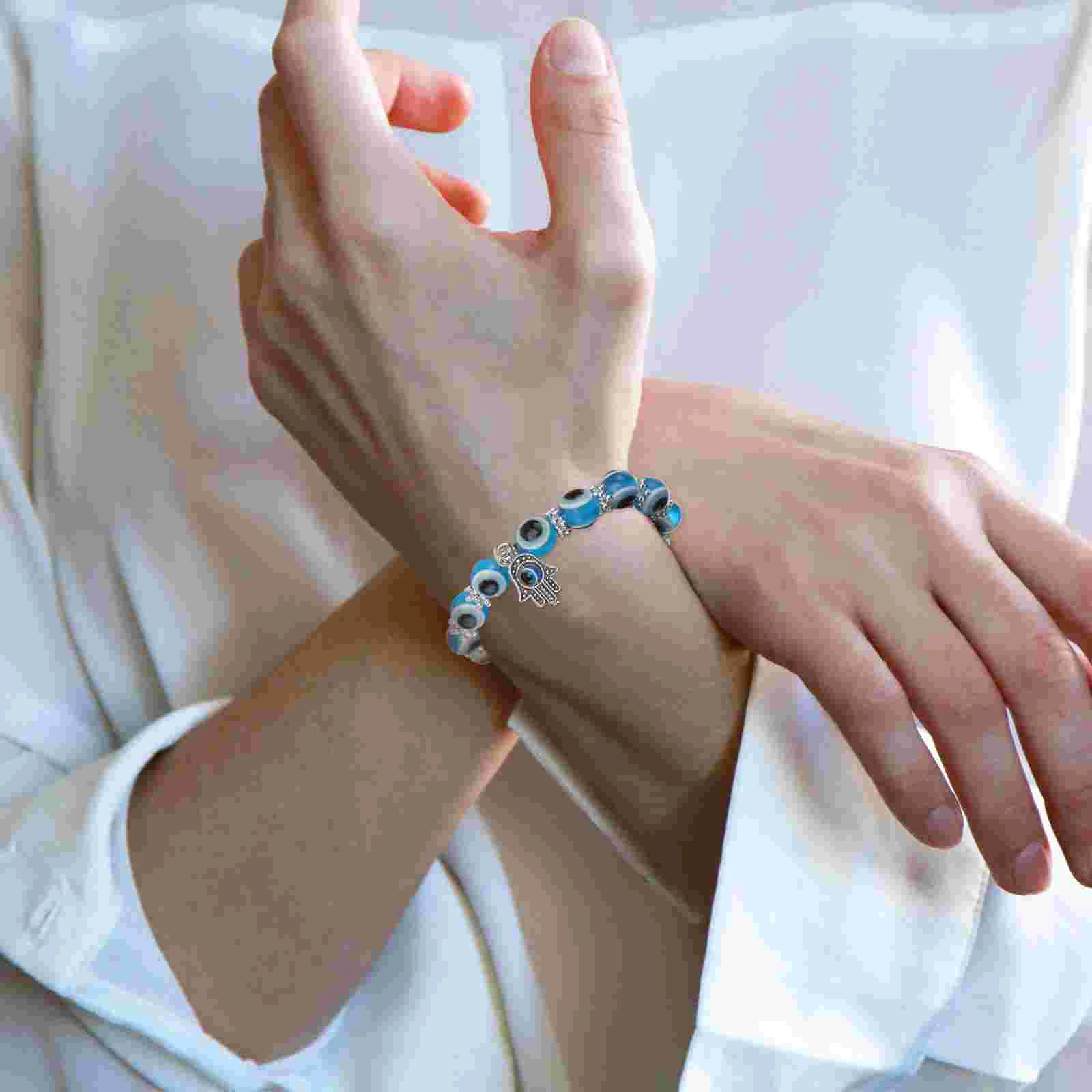 ки bransoletki dla kobiet kreatywne niebieskie oko koralik elastyczna biżuteria w stylu vintage