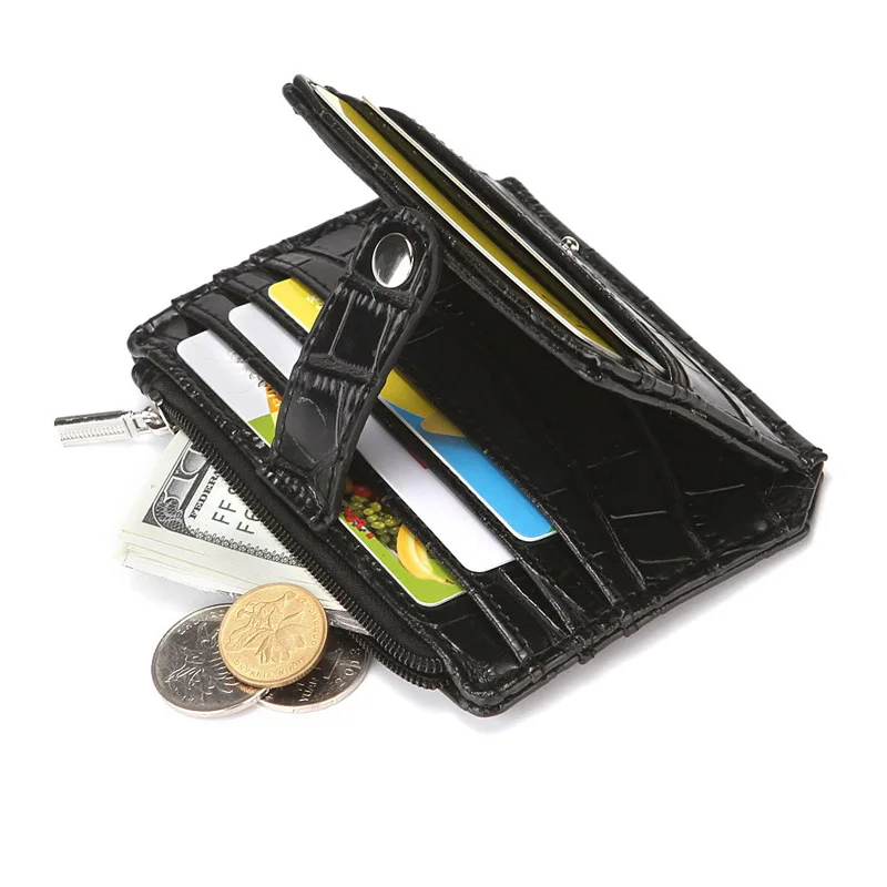 

Women Slim Thin ID Credit Card Money Holder Wallet Men Black Card Holder Short Small Multi-card Card Bag Business Pocket