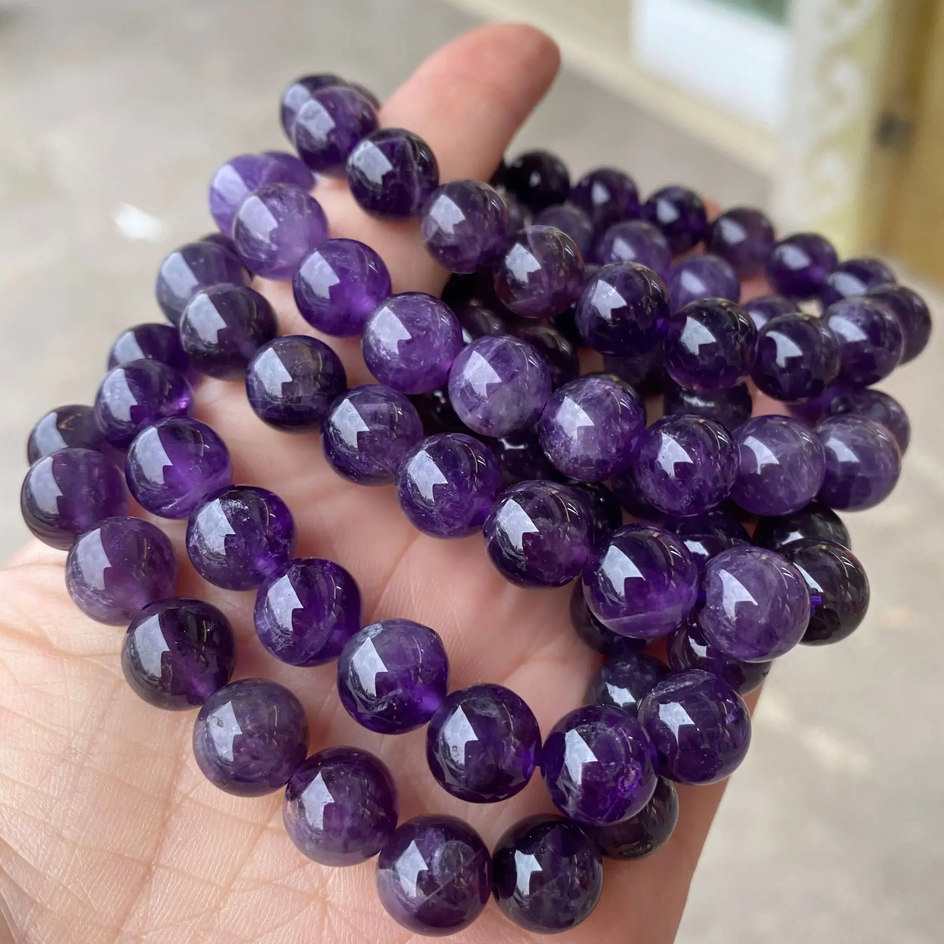 

Natural Stone South African Amethyst Bracelet Dream Reiki Gem Stone Round Beads Bracelets Jewelry Couple Gifts