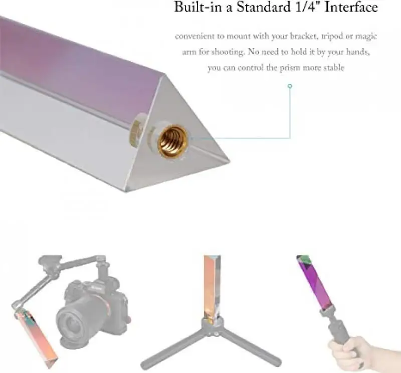 

Optical Glass Triangular Prism for Teaching Spectral Physics Photographers Photo Accessories Rainbow Effect Machine